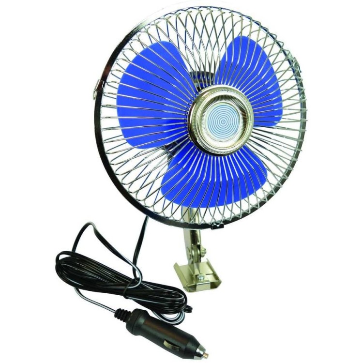 1 - Ventilateur métallique oscillant CarPoint 12V pour camping-car et bateau, support fixe